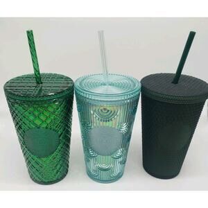 Starbucks Green and Teal Textured Tumblers